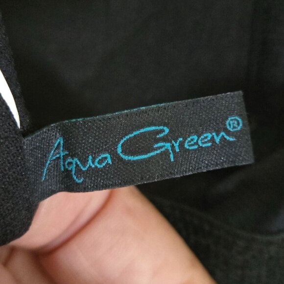 Aqua Green Blue Black Halter Ruffled Tankini Top Size 10 - Picture 4 of 4